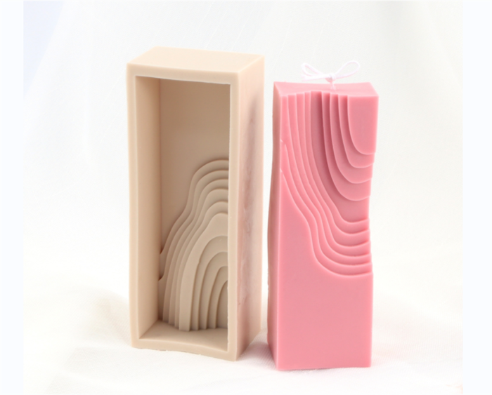 Geometric Shape Silicone Mold, 3D Rectangle Candle Mold, Abstract Lines Wave Soap Mould, Plaster Epoxy Resin Ornament Making for Handmade Lotion Bar Bath Bomb Clay Handicrafts Home Decorations