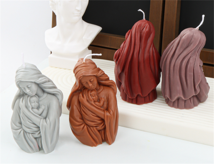 Virgin Candle Mold DIY virgin baby holding silicone mold scene decoration mold