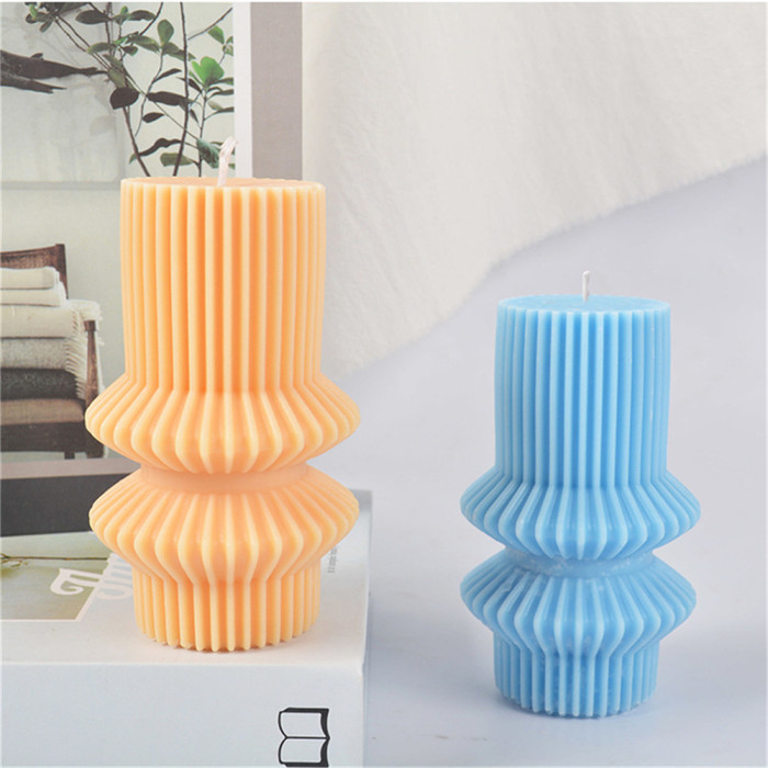 Roman column mould Aromatherapy stripe column diy gypsum ornaments Origami stripe column candle silica gel mould
