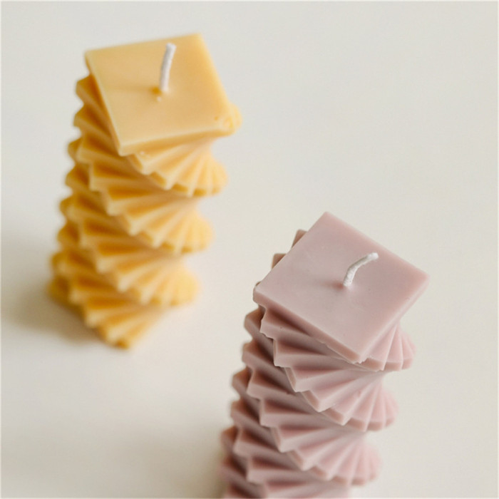 Spiral Square Cylinder Candle Mold, Geometric Rotating Pillar Candle Soap Silicone Mold Fondant Chocolate Cake Baking Mould Plaster Clay Resin Epoxy Mold Desktop Decor