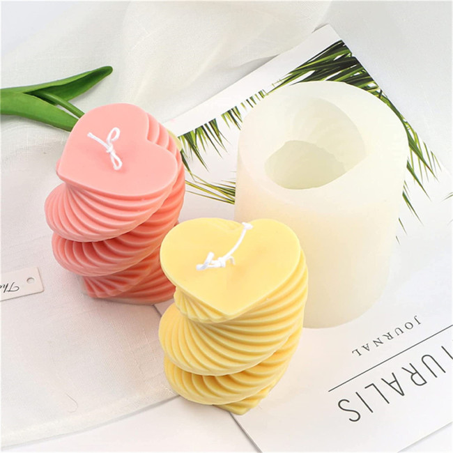 Creative Rotating Cylinder Candle Mold, Spiral Heart Pillar Candle Soap Silicone Mold Fondant Chocolate Cake Baking Mould Plaster Clay Resin Epoxy Mold Home Decor