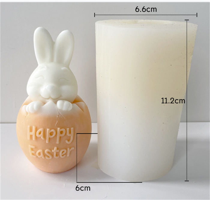 Easter Bunny Mold - 3D Durable Broken Shell Rabbit Candle Silicone Mold | Silicone Resin Moulds for DIY Candle Making Homemade Soap Youthsa