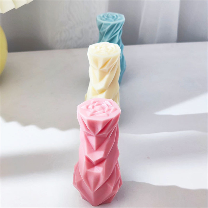 Diamond Shape Pillar Candle Silicone Mold Irregular Geometric Sculptured Soy Wax Soap Mold Plaster Epoxy Resin Clay Mold Fondant Chocolate Cake Candy Baking Mould