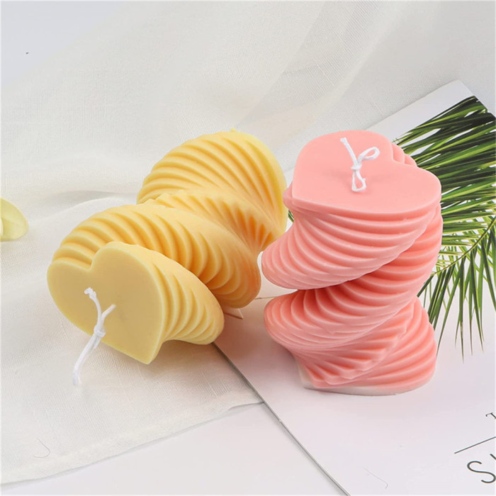 Creative Rotating Cylinder Candle Mold, Spiral Heart Pillar Candle Soap Silicone Mold Fondant Chocolate Cake Baking Mould Plaster Clay Resin Epoxy Mold Home Decor