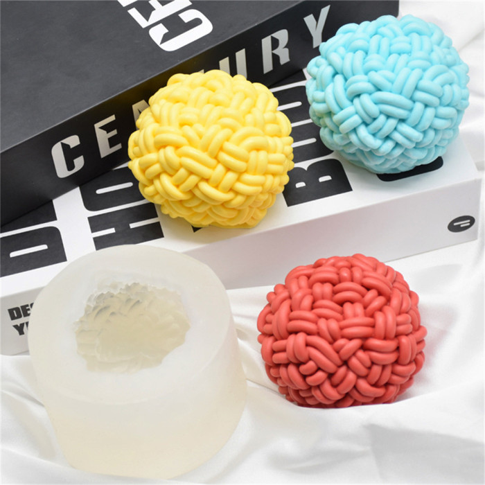 Woven ball silicone mold, interesting candle making ball mold, crystal art craft, cake decoration mold