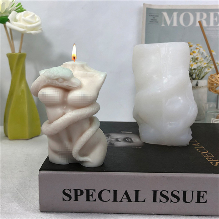Snake Body Silicone Candle Mold, 3D Woman Body Scented Candle Mold, Silicone Mold for Soy Wax Candle Making Resin Art Home Decor