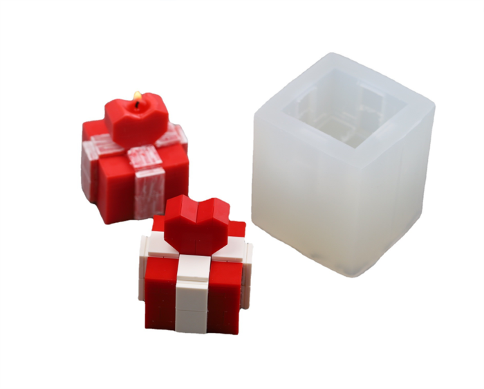 Building block love gift box creative sugar cake baking mold DIY aromatherapy candle plaster silicone mold