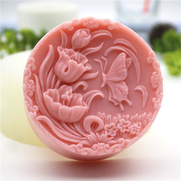 Tulip Flower Handmade Soap Mold Tulip Silicone Mold for Resin Candle Mold Tulip Flower Cake Decoration Mold Round Shape Soap Mold Tulip Resin Mold