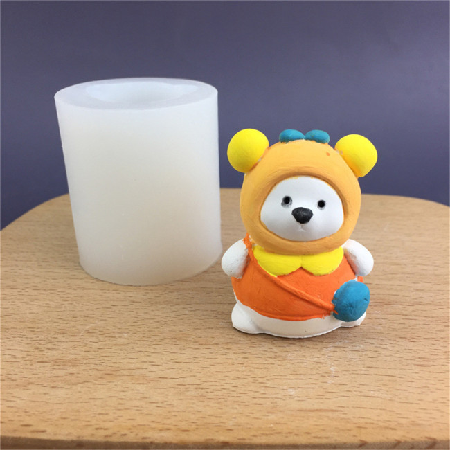 Mini stereo backpack bear silicone mold car mounted aromatherapy pendant color gypsum drip decorative ornaments mold