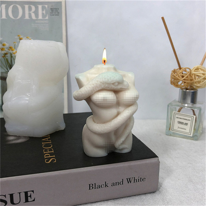 Snake Body Silicone Candle Mold, 3D Woman Body Scented Candle Mold, Silicone Mold for Soy Wax Candle Making Resin Art Home Decor