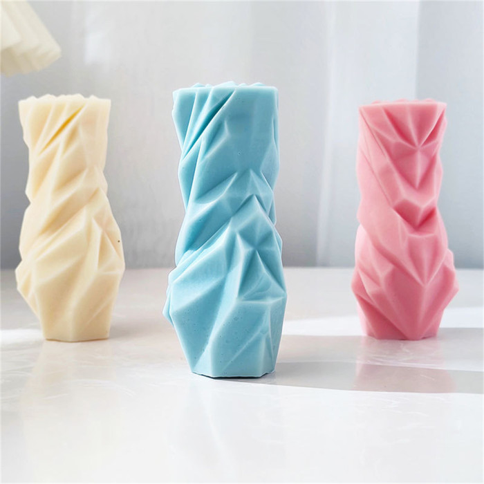 Diamond Shape Pillar Candle Silicone Mold Irregular Geometric Sculptured Soy Wax Soap Mold Plaster Epoxy Resin Clay Mold Fondant Chocolate Cake Candy Baking Mould