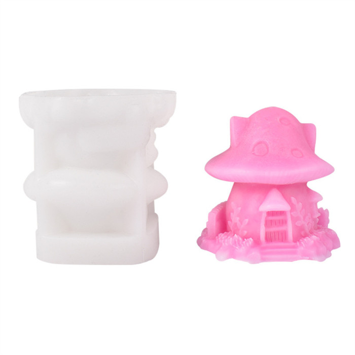 3D mushroom house candle mold DIY aromatic gypsum decoration resin mushroom drip mold