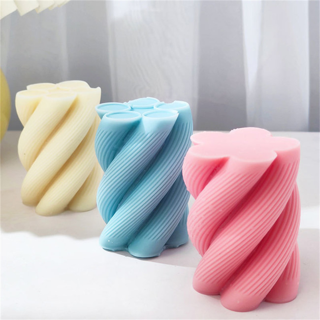 Threaded rotating column Mold Geometric Wave Twirl Soy Wax Soap Mold Plaster Epoxy Resin Clay Mold Fondant Chocolate Cake Candy Baking Mould