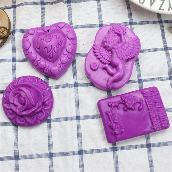 4 Cavity Rose Flowers Angel Silicone Soap Mold Fondant Chocolate Candy Cake Decorating Baking Tools Silicone Candle Mold Polymer Clay Mould