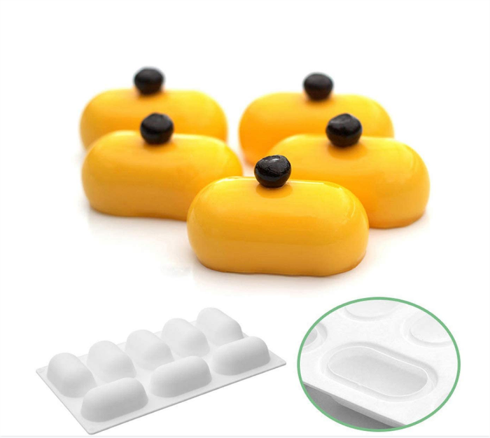 8-Cavity Baking Silicone Molds for Mousse Cake, 3D Silicone Baking Mold Cakes, Dessert Molds for Pastry Chocolate,Pillow Shapes