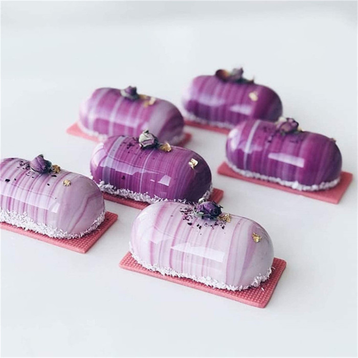 8-Cavity Baking Silicone Molds for Mousse Cake, 3D Silicone Baking Mold Cakes, Dessert Molds for Pastry Chocolate,Pillow Shapes
