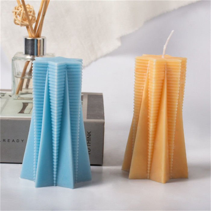 Five pointed star fragrant candle grinding tool 3d three-dimensional decoration double star geometric column candle silicone mold
