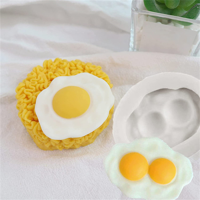2 Pieces Poached Egg Silicone Mold, Double Yolk Eggs Soap Molds, Creative Simulation Fried Egg Resin Molds, Egg-Shape Handmade Aromas Candle Wax Mould, Chocolate Home Ornaments Making Tools
