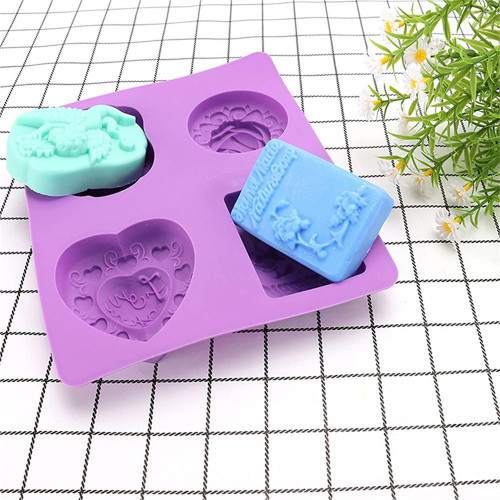 4 Cavity Rose Flowers Angel Silicone Soap Mold Fondant Chocolate Candy Cake Decorating Baking Tools Silicone Candle Mold Polymer Clay Mould