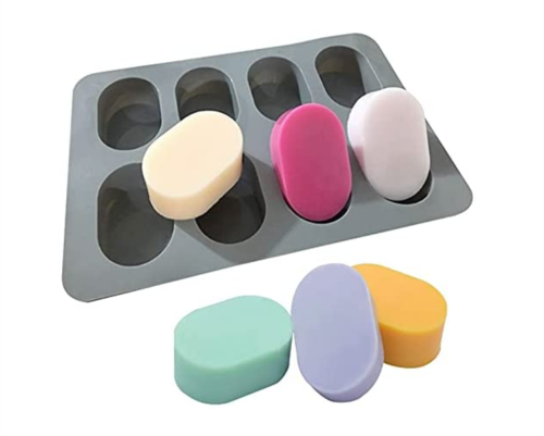Silicone Moulds Ellipse, Oval Shape Craft Art Silicone Soap Molds, 8 Holes Old Fashioned Hand Candle Craft Molds, DIY Handmade Soap Cake Bread Chocolate Moulds