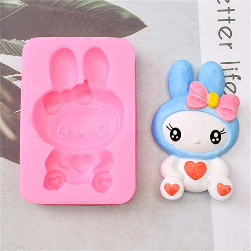 Lovely Bowknot Love Rabbit Aromatherapy Plaster Silicone Mold diy Aromatic Stone Mold Refrigerator Stick Mold