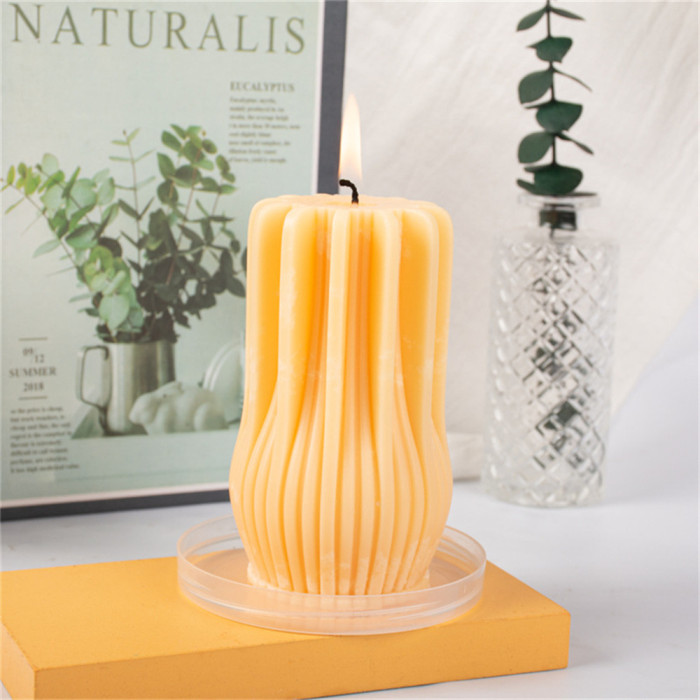 12 geometric aroma molds DIY gypsum creative ornaments striped cylindrical silicone candle molds