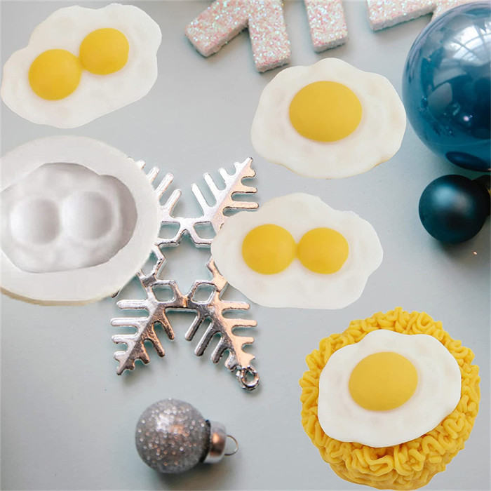 2 Pieces Poached Egg Silicone Mold, Double Yolk Eggs Soap Molds, Creative Simulation Fried Egg Resin Molds, Egg-Shape Handmade Aromas Candle Wax Mould, Chocolate Home Ornaments Making Tools