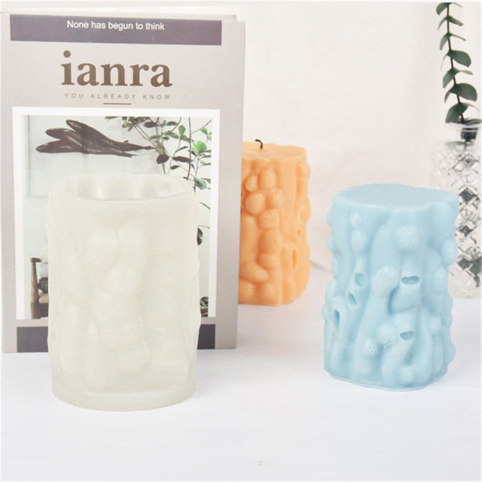 Ant nest cylinder incense candle silicone mold diy ornaments gypsum hole cylinder mold