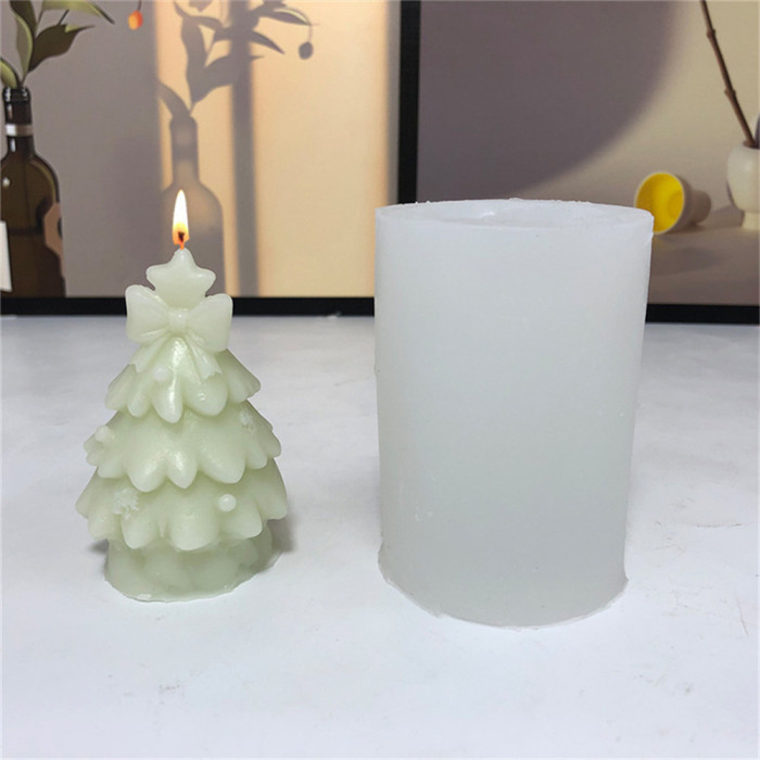 Bowknot Christmas Tree Aromatic Candle Silicone Mold DIY Christmas Tree Drip Cake Mold Decoration