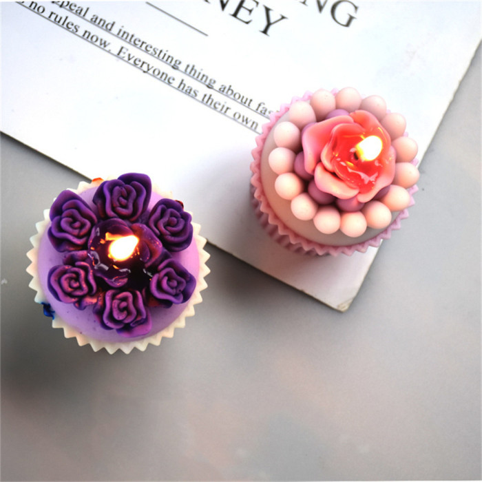 Flowers Paper Cup Candle Silicone Mold DIY Cup Aromatherapy Gypsum Decorative Chocolate Cake Baking Mold
