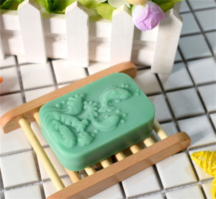 4 square essential oil soap mould DIY silicone manual soap mould breast milk soap mould Little fish ocean mould
