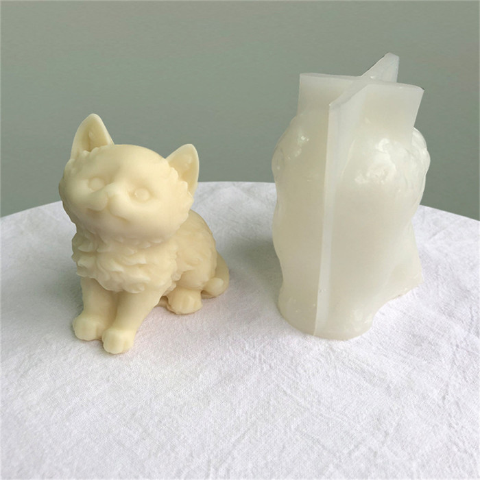 Sitting kitten incense candle silicone mold diy animal gypsum kitten resin ornaments