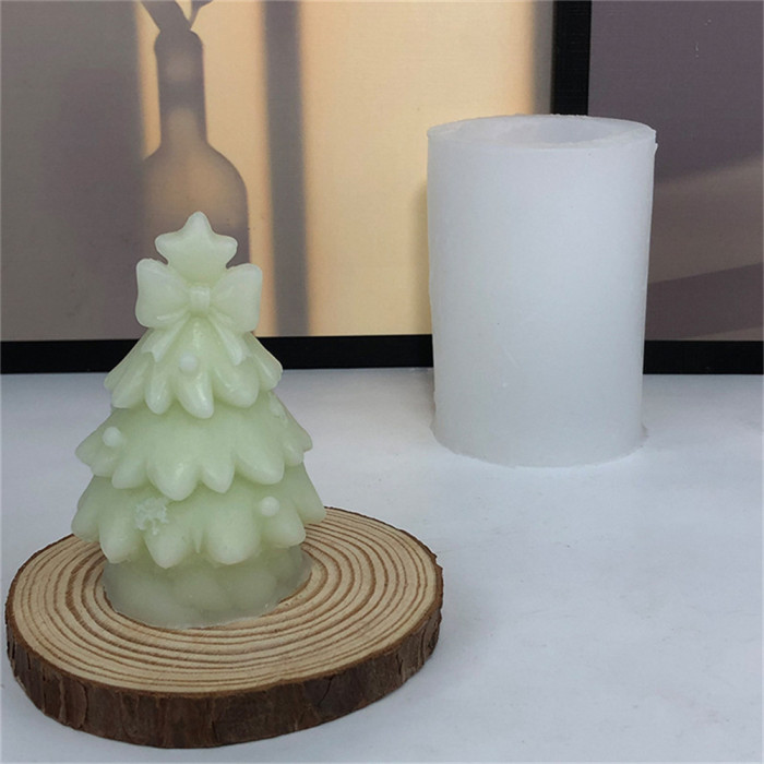 Bowknot Christmas Tree Aromatic Candle Silicone Mold DIY Christmas Tree Drip Cake Mold Decoration