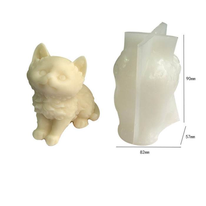 Sitting kitten incense candle silicone mold diy animal gypsum kitten resin ornaments