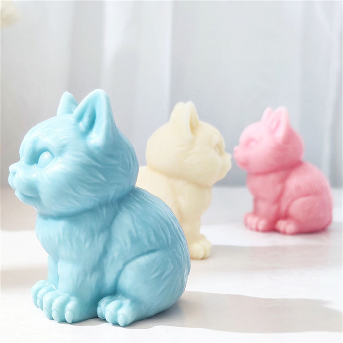 Sitting kitten incense candle silicone mold diy animal gypsum kitten resin ornaments