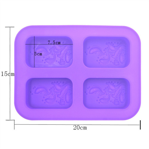 4 square essential oil soap mould DIY silicone manual soap mould breast milk soap mould Little fish ocean mould