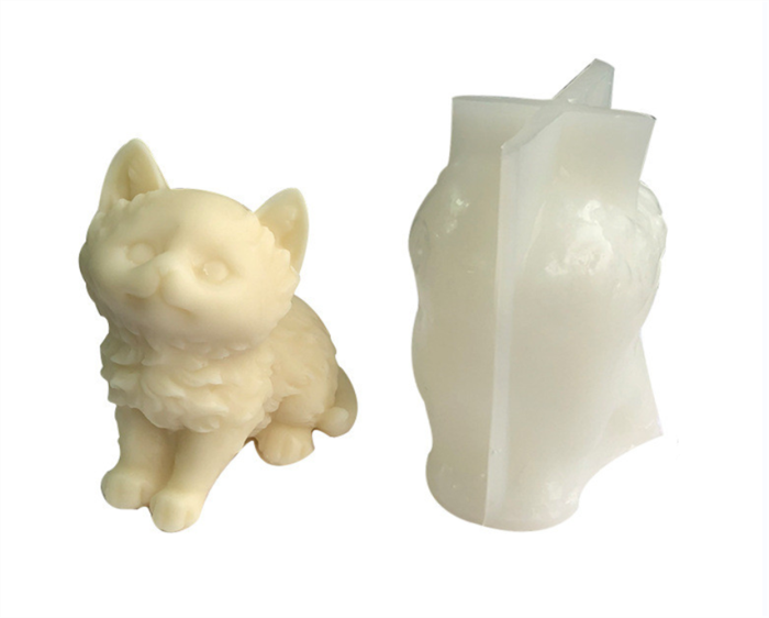 Sitting kitten incense candle silicone mold diy animal gypsum kitten resin ornaments