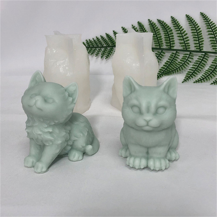 Sitting kitten incense candle silicone mold diy animal gypsum kitten resin ornaments