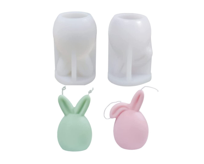 Faceless Rabbit Head Candle Silicone Mold 2-Piece-Set，DIY Rabbit Scented Candle， Chocolate Candle Mold Resin Soap Silicone Molds Resin Crafts Mold