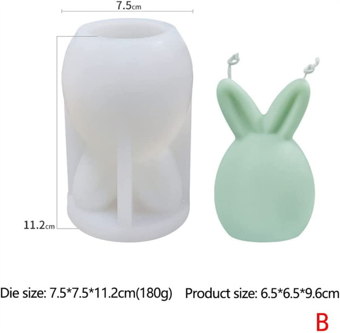 Faceless Rabbit Head Candle Silicone Mold 2-Piece-Set，DIY Rabbit Scented Candle， Chocolate Candle Mold Resin Soap Silicone Molds Resin Crafts Mold