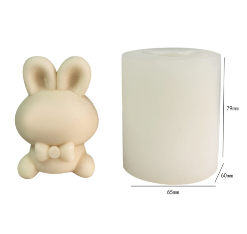 Bowknot rabbit incense candle silicone mold diy faceless rabbit gypsum mold resin ornaments