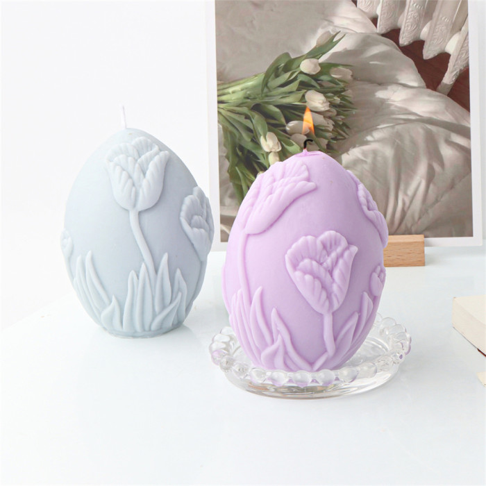 Embossed trumpet shaped egg candle mould DIY candle gypsum ornaments Embossed flower egg candle mould