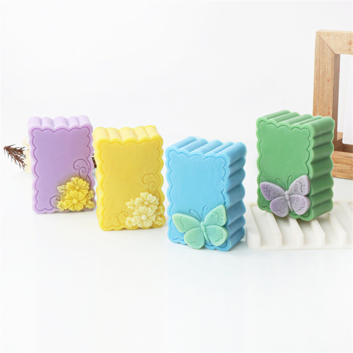 Square double hole flower and butterfly soap mould Flat hand soap mould