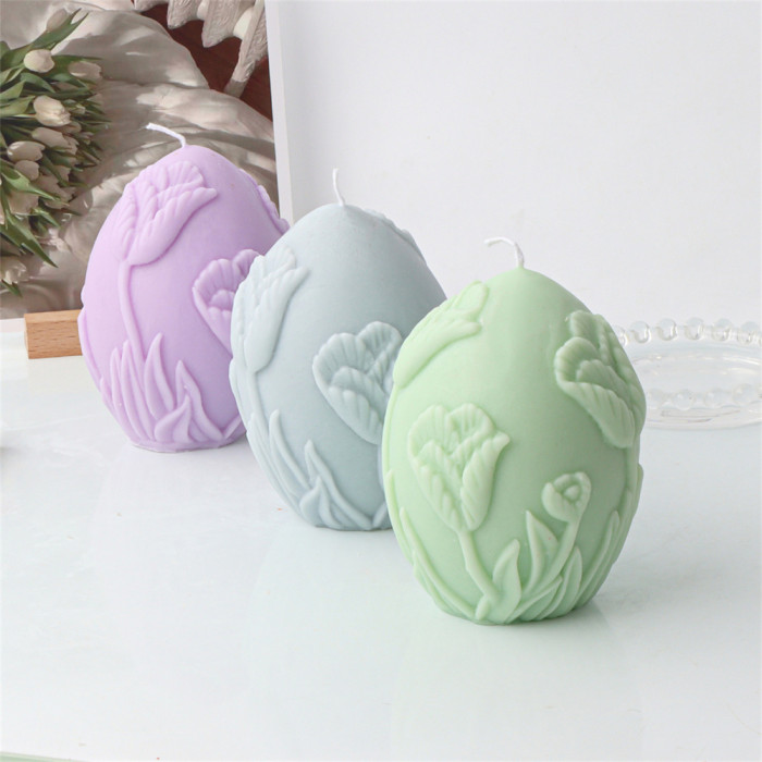 Embossed trumpet shaped egg candle mould DIY candle gypsum ornaments Embossed flower egg candle mould