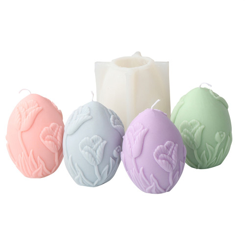 Embossed trumpet shaped egg candle mould DIY candle gypsum ornaments Embossed flower egg candle mould