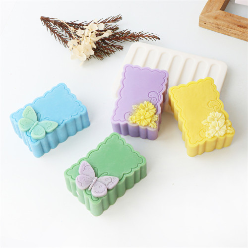 Square double hole flower and butterfly soap mould Flat hand soap mould
