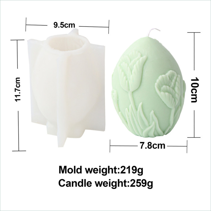 Embossed trumpet shaped egg candle mould DIY candle gypsum ornaments Embossed flower egg candle mould