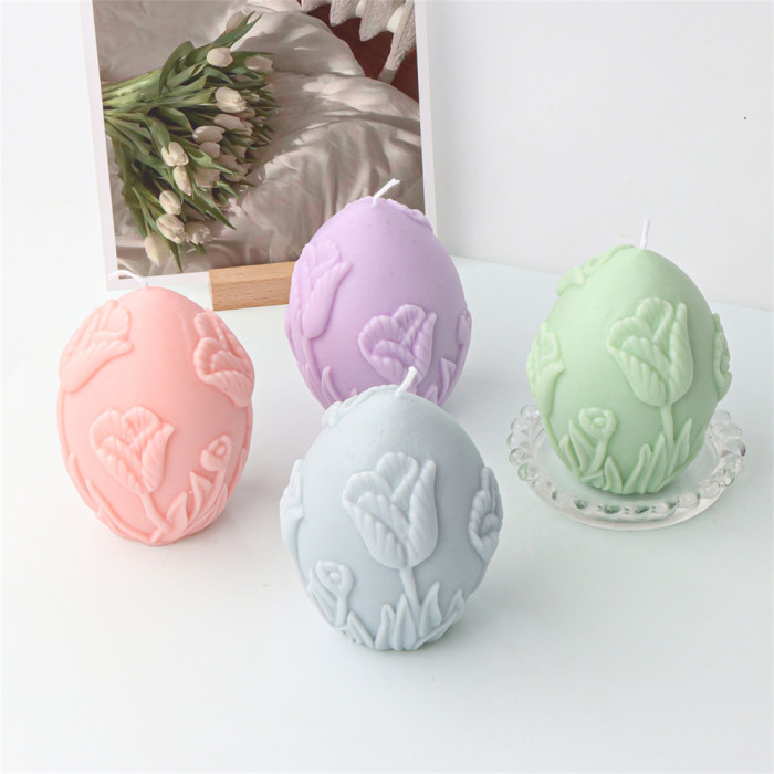 Embossed trumpet shaped egg candle mould DIY candle gypsum ornaments Embossed flower egg candle mould