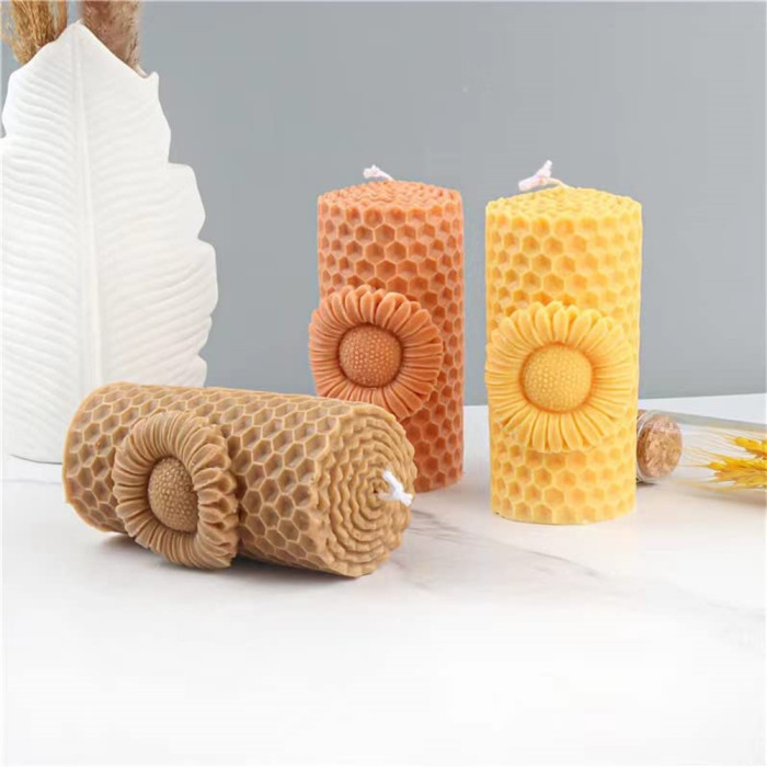 3D Bee Honeycomb Candle Molds, Beehive Silicone Mold for Homemade Beeswax Candle Soap Hand Lotion Bars Crayon Wax Melt Hives Candle Making Supplies