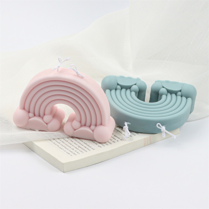 Rainbow fragrance candle mould diy Rainbow candle silicone mould